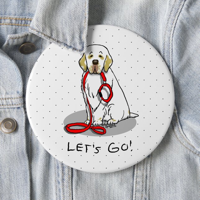 Süßes Los geht's! Clumber Spaniel Hund beim Spazie Button (Beispiel)
