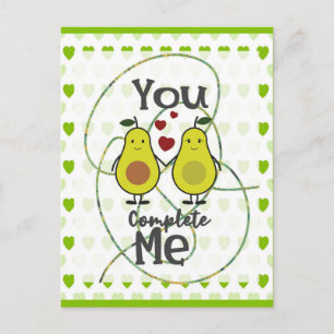 Süßes lustiges Avocado-Paar Du vervollständigst mi Postkarte