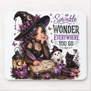 SÜßES LUSTIGES HALLOWEEN-MÄDCHEN MIT LUSTIGEM SPRU MOUSEPAD
