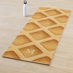 Süßes lustiges Waffelmuster-Monogramm-Yogamatte Yogamatte