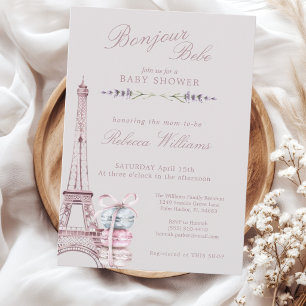 Süßes Macaron Guten Tag Baby Paris Babyparty Einladung