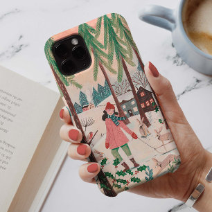 Süßes Mädchen auf der Schaukel Rosa Grüne Illustri Case-Mate iPhone Hülle