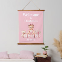 Süßes Mädchen Block Baby Shower Willkommensschild