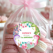 Süßes Mädchen Dinosaurier 1. Geburtstagsfeier