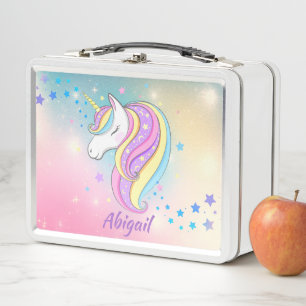 Süßes Mädchen-Einhorn-Regenbogen-Glanz-Holografisc Metall Brotdose