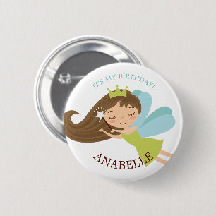 Süßes Mädchen Feen-Prinzessin-"Geburtstag" Button