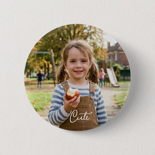 Süßes Mädchen Foto Button (Vorderseite)