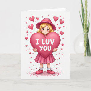 Süßes Mädchen, ich liebe dich Herzkarte Karte