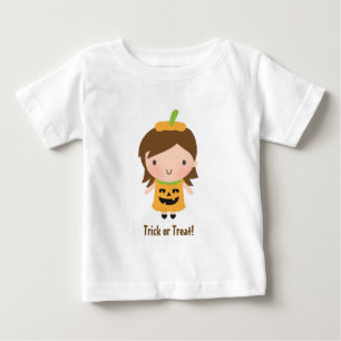 Süßes Mädchen im Kürbiskleid Outfit Baby Halloween T-shirt