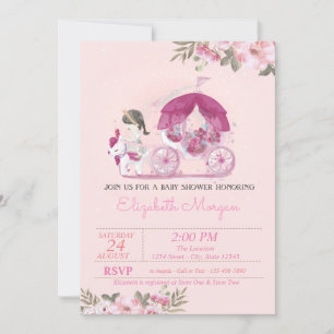 Süßes Mädchen, Kinderwagen, Florale Babyparty Einladung