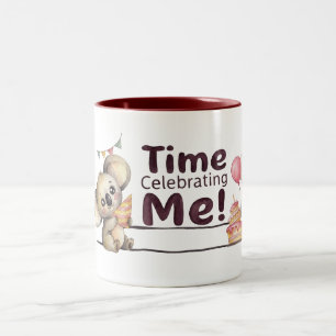 Süßes Mädchen Koala Geburtstags-Tasse mit individu Zweifarbige Tasse