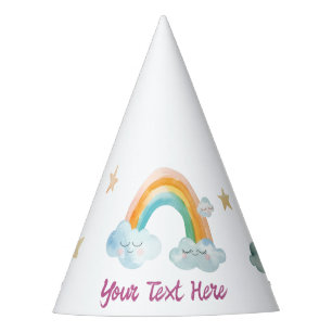 Süßes Mädchen Lila Wasserfarbe Regenbogen Baby Geb Partyhütchen