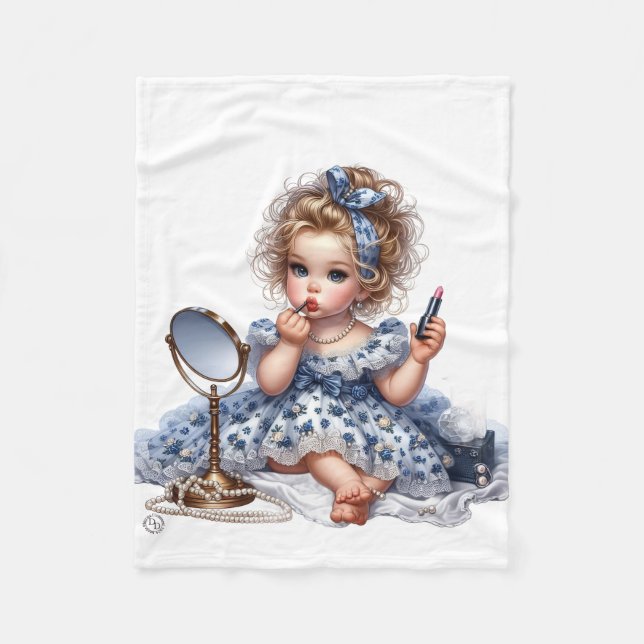 Süßes Mädchen-Make-up-Decke Fleecedecke (Vorderseite)