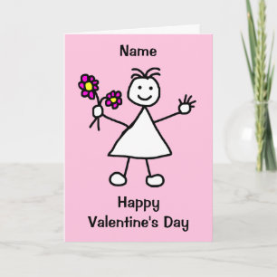 Süßes Mädchen mit Blumen Valentinstag Karte
