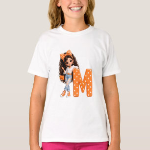 Süßes Mädchen mit Buchstabe M Wurfdecke T-Shirt