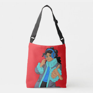 Süßes Mädchen mit Kopfhörern Tragtasche Tragetaschen Mit Langen Trägern