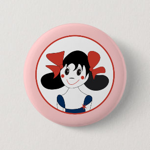 Süßes Mädchen mit roten Schleifen Kinderillustrati Button