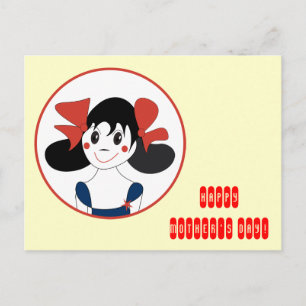 Süßes Mädchen mit roten Schleifen Kinderillustrati Postkarte