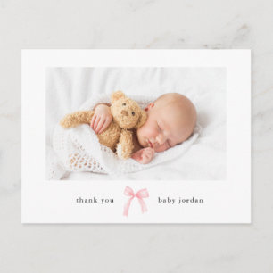 Süßes Mädchen mit Schleife Foto Baby Danke Postkarte
