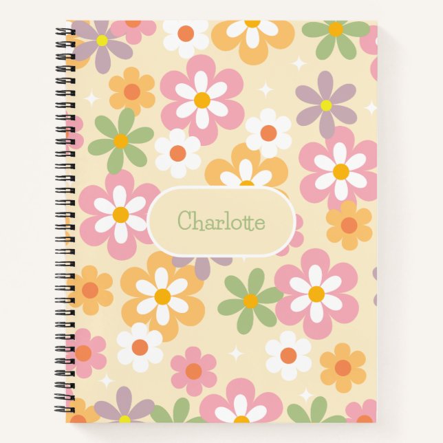 Süßes Mädchen-Muster mit Gänseblümchen  Notizbuch (Vorderseite)