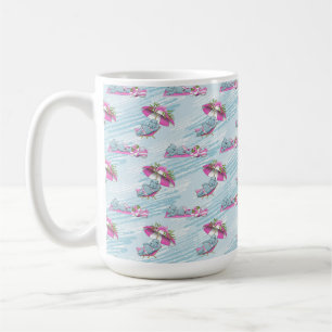 SÜßES MÄDCHEN-NILPFERD IM BIKINI AM STRAND KAFFEETASSE