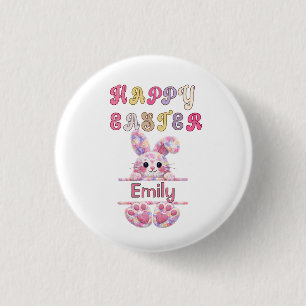 Süßes Mädchen Personalisieren Frohe Ostern Hase Button