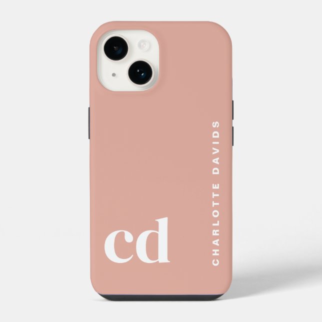 Süßes Mädchen-Pfirsich-Monogramm iPhone 14 Hülle (Rückseite)