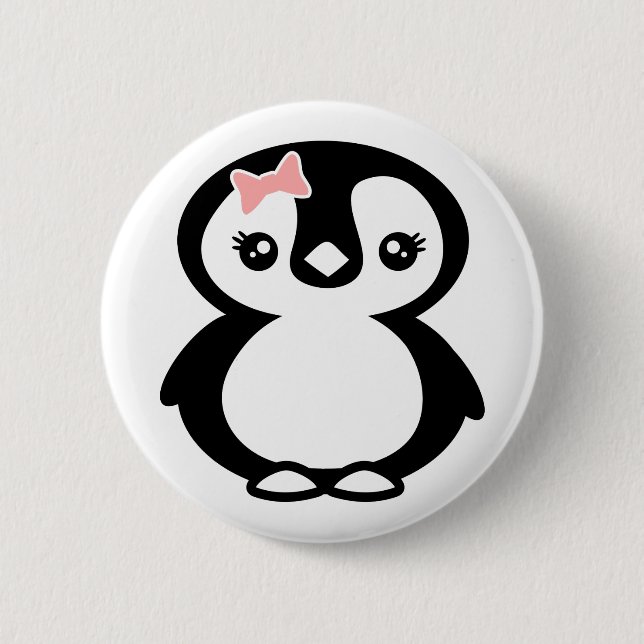 Süßes Mädchen Pinguin Button (Vorderseite)