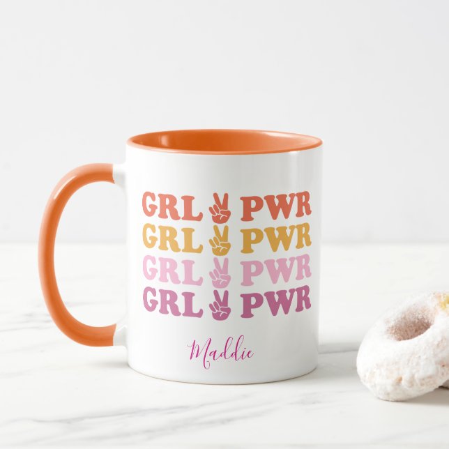 Süßes Mädchen Power Friedenszeichen Tasse (Mit Donut)
