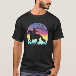 Süßes Mädchen Reitet Arabisches Pferd Vintage Sonn T-Shirt