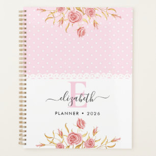 Süßes Mädchen Rosa Goldene Rosen Planer
