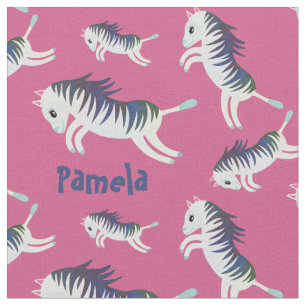 Süßes Mädchen-Rosa Individueller Name Zebra Druck Stoff