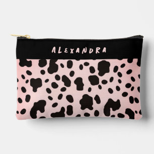 Süßes Mädchen Schwarzes Pastellrosa Western-Kuh-Mu Zubehörtasche