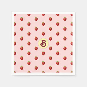 Süßes Mädchen-Strawberry-Pink-Namensmonogramm Serviette