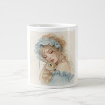 Süßes Mädchen umarmt Bunny-Mug