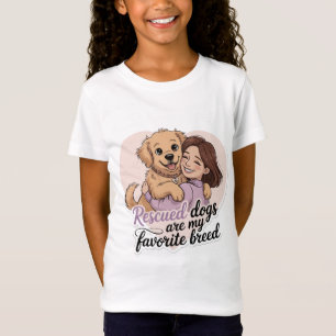 Süßes Mädchen umarmt Rettungshund Kawaii-Illustrat T-Shirt