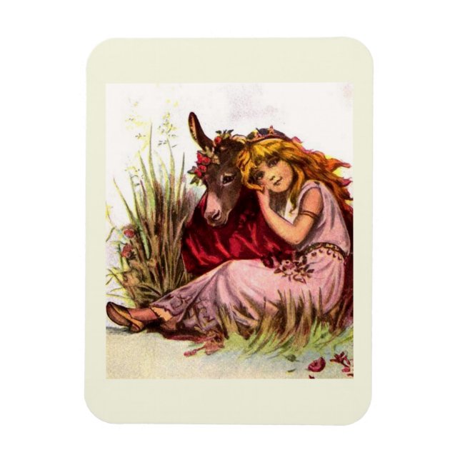 Süßes Mädchen und Pony  Magnet (Vertikal)
