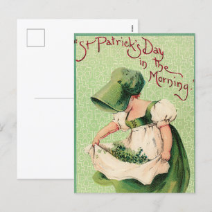 Süßes Mädchen zum St. Patrick's Day Feiertag Feiertagspostkarte