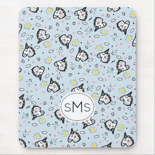Süßes, Mädchenhaftes, Pastellblaues Einhorn Muster Mousepad
