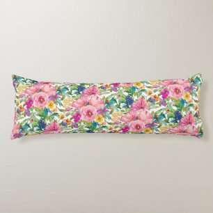 Süßes Mädchenhaftes Rosa Blau Gelb Aquarell Blumen Seitenschläferkissen
