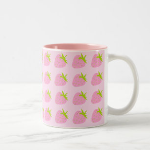 Süßes Mädchenhaftes Rosa Erdbeer-Muster Zweifarbige Tasse