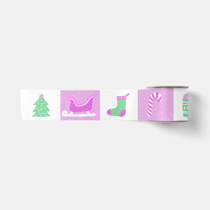 Süßes Mädchenhaftes Rosa Weihnachtslayout Satinband