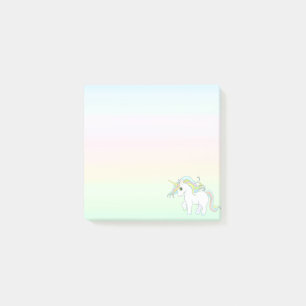 Süßes magisches Einhorn auf Pastellfarben Post-it Klebezettel