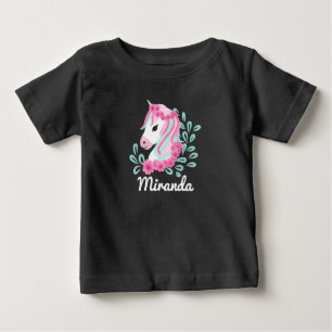 Süßes magisches Einhorn mit anpassbarem Namen Baby T-shirt