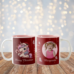 Süßes magisches karmesinrotes Weihnachts-Einhorn-M Zweifarbige Tasse