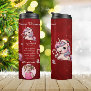 Süßes Magisches Scharlachrotes Weihnachts-Einhorn- Thermosbecher