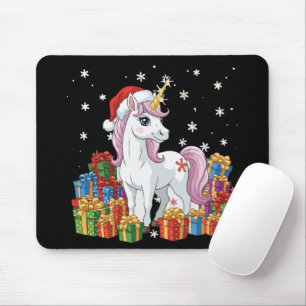 Süßes magisches Weihnachts-Einhorn mit Santa-Hut Mousepad