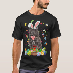 Süßes Maine Coon-Kätzchen mit Osterhasen-Eierkorb T-Shirt