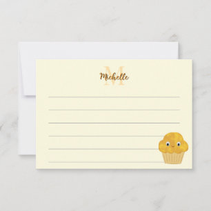 Süßes Mais-Muffin-Monogramm-Linienzeichnung Mitteilungskarte