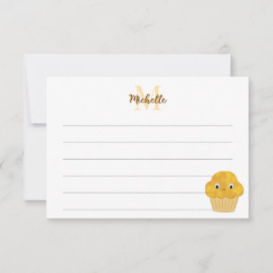  Süßes Mais-Muffin-Monogramm mit Linien  Mitteilungskarte